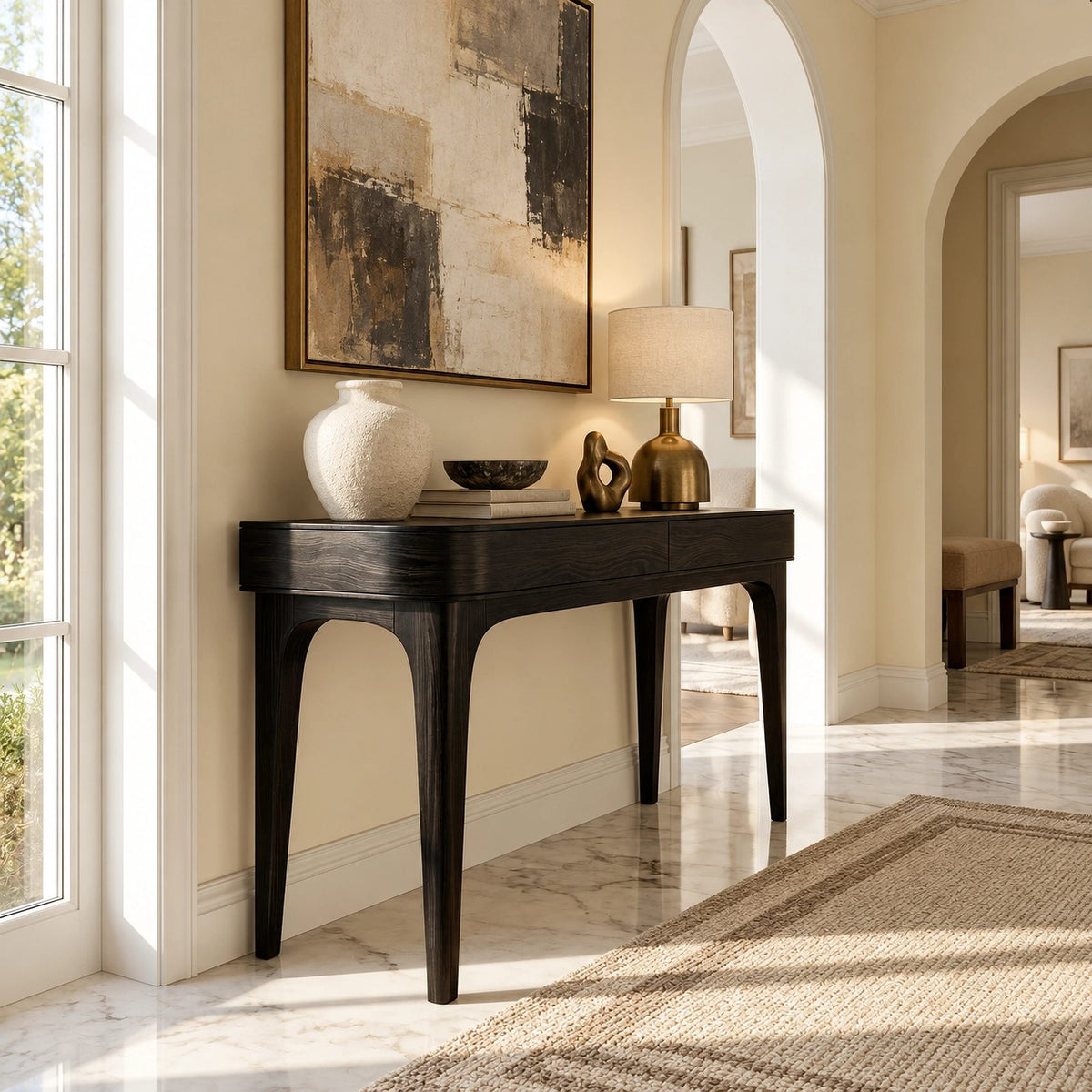 Minimalist Solid Wood Console Table With Drawer For Entryway
