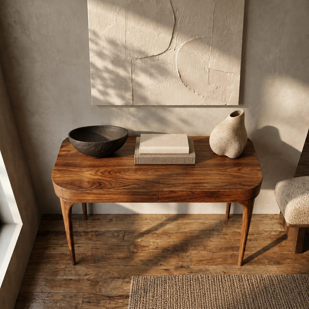 Minimalist Solid Wood Console Table With Drawer For Entryway