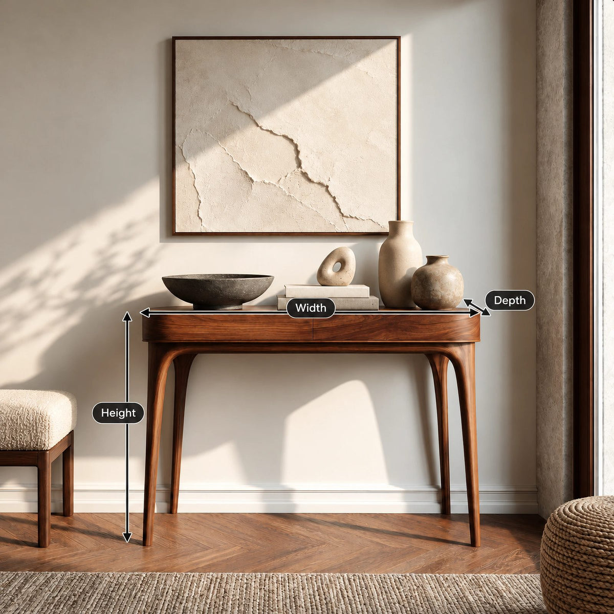 Minimalist Solid Wood Console Table With Drawer For Entryway