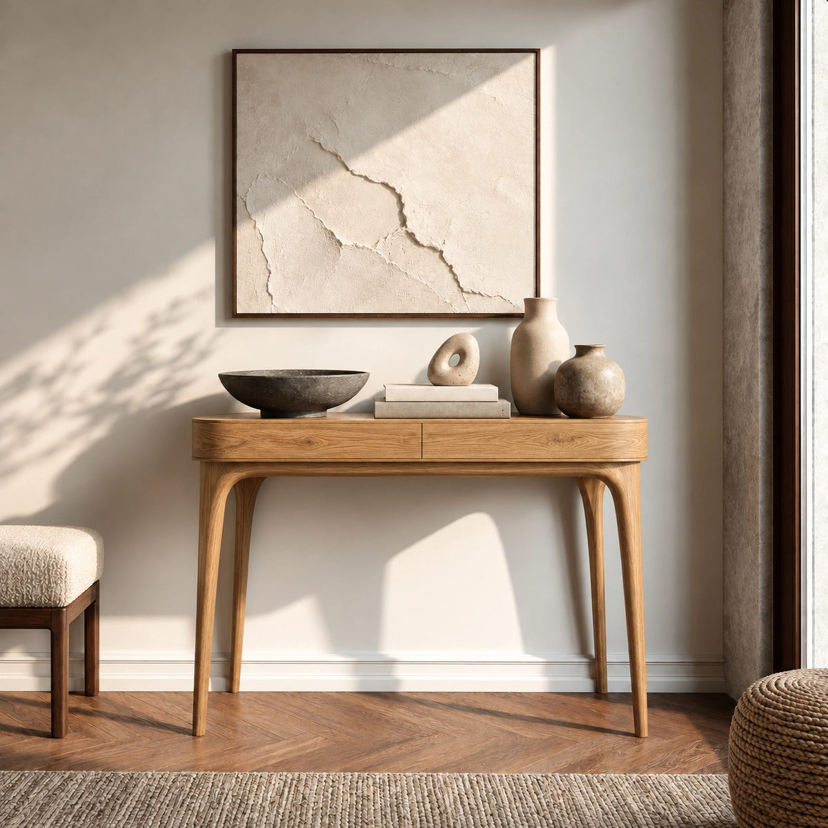 Minimalist Solid Wood Console Table With Drawer For Entryway