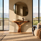 Organic Live Edge Console Table With Sculptural Root Base For Entryway