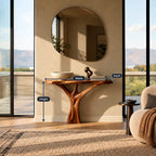 Organic Live Edge Console Table With Sculptural Root Base For Entryway