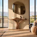 Organic Live Edge Console Table With Sculptural Root Base For Entryway