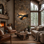 Organic Branch Wood Wall Sconce With Backlit Glow For Hallway
