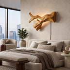 Organic Branch Wood Wall Sconce With Backlit Glow For Hallway