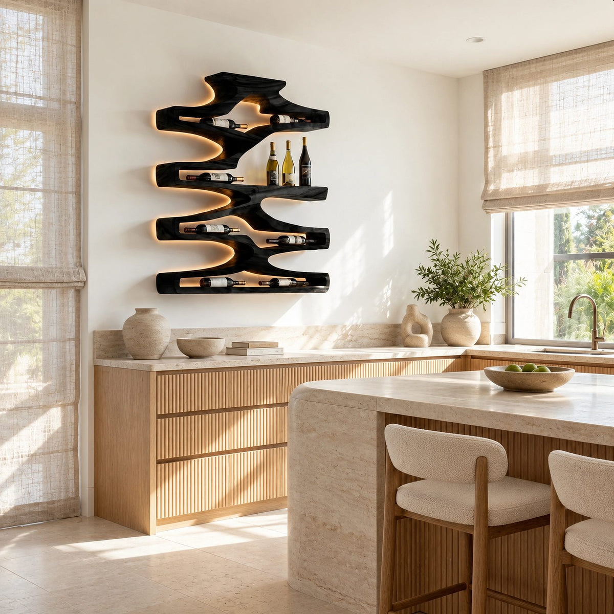 Contemporary Branch Wood Wine Rack For Dining Room