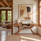 Rustic Branch Base Console Table With Open Storage For Entryway
