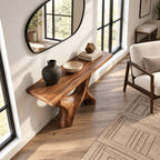 Modern Sculptural Curved Base Console Table For Entryway