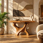 Modern Sculptural Curved Base Console Table For Entryway
