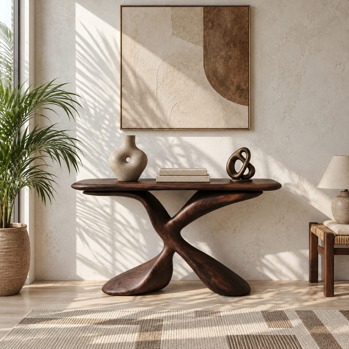 Contemporary Twisted Pedestal Console Table For Entryway