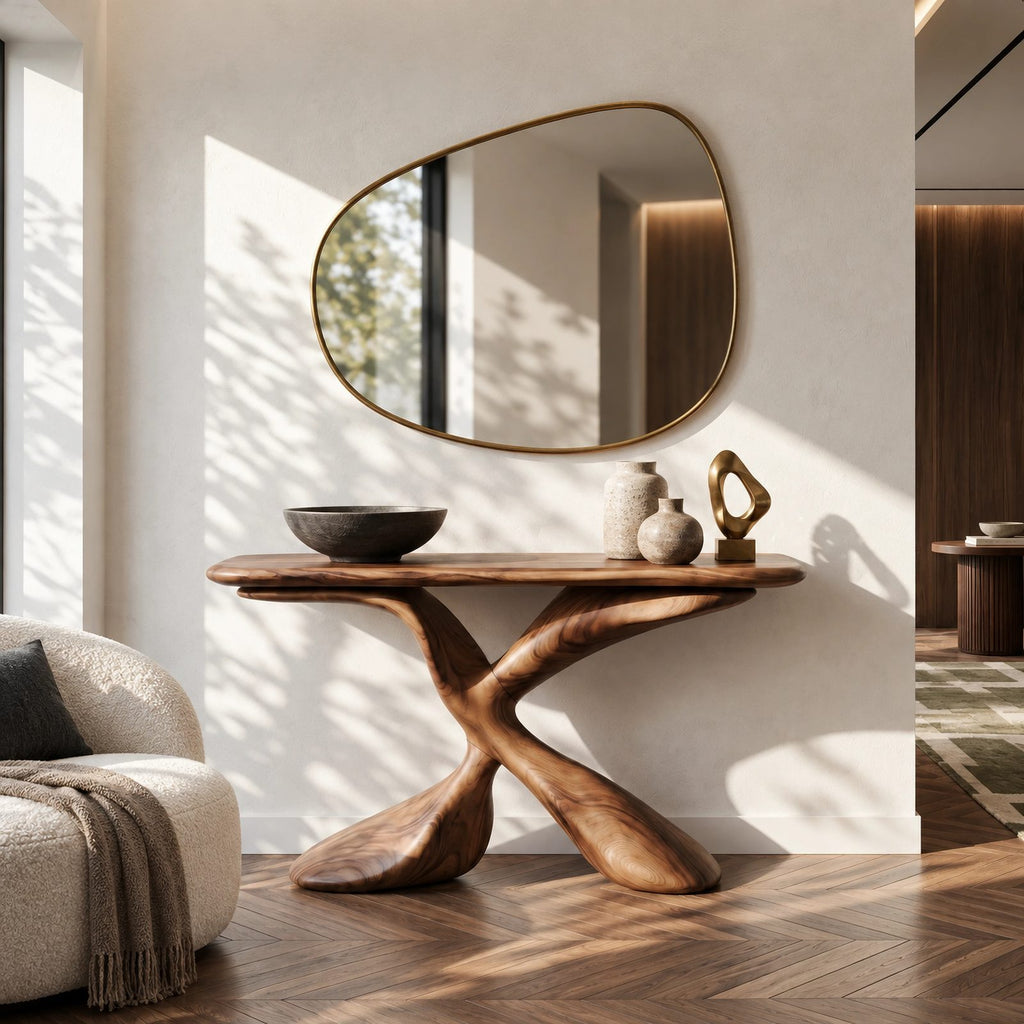 Contemporary Twisted Pedestal Console Table For Entryway