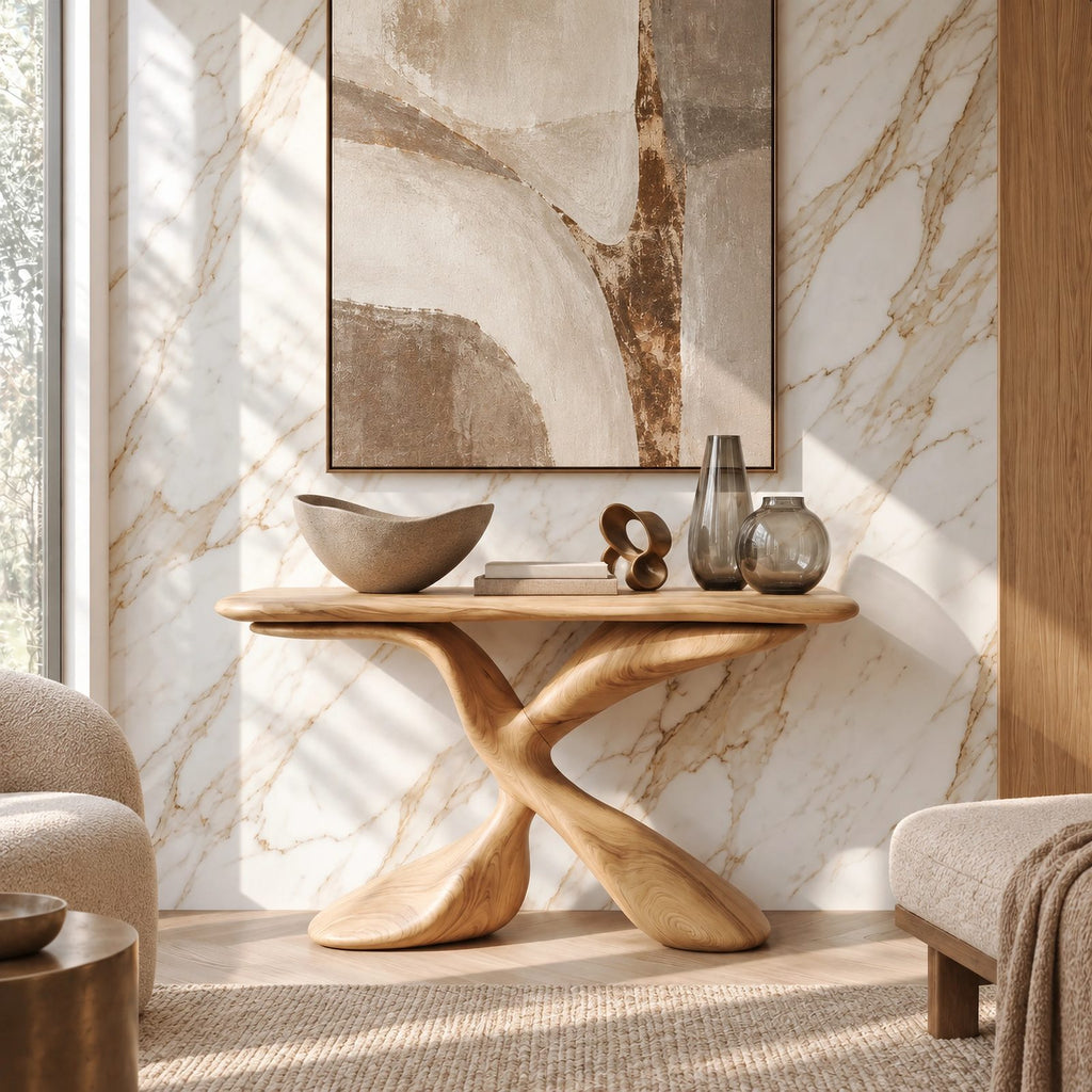 Contemporary Twisted Pedestal Console Table For Entryway