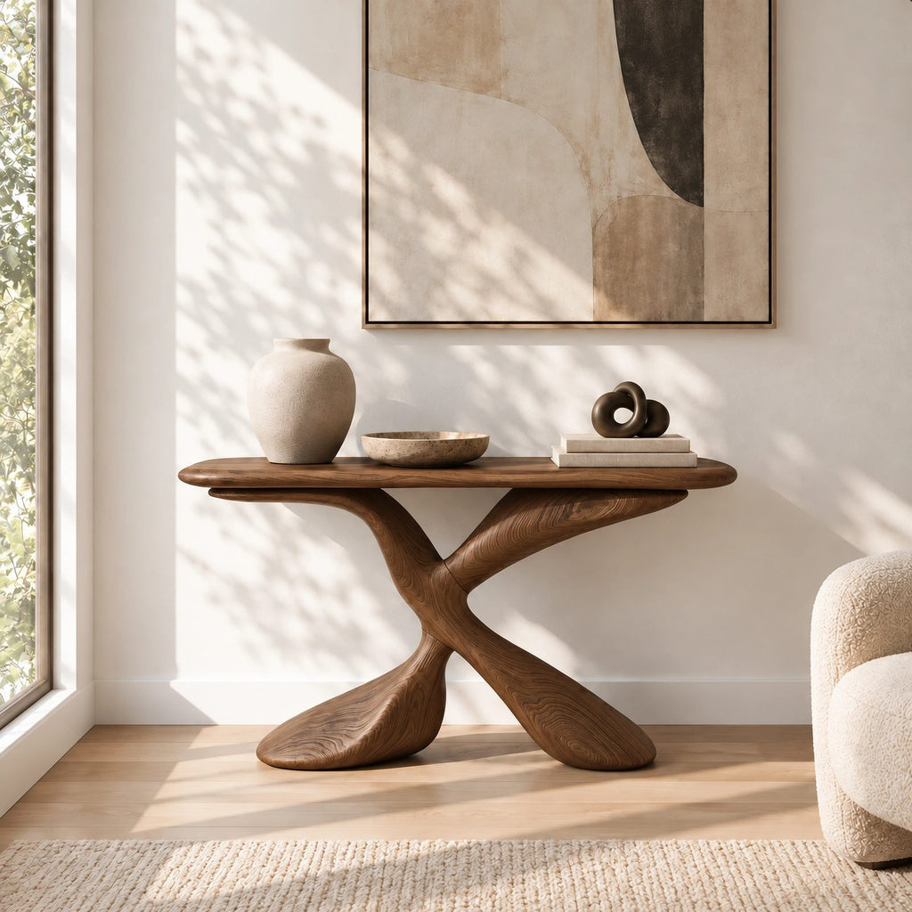 Contemporary Twisted Pedestal Console Table For Entryway