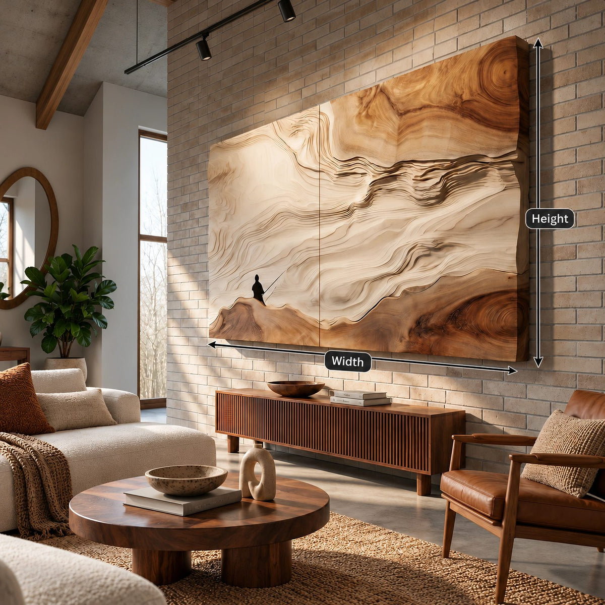 Artisan Wood Wall Art With Sculpted Dune Relief For Living Room