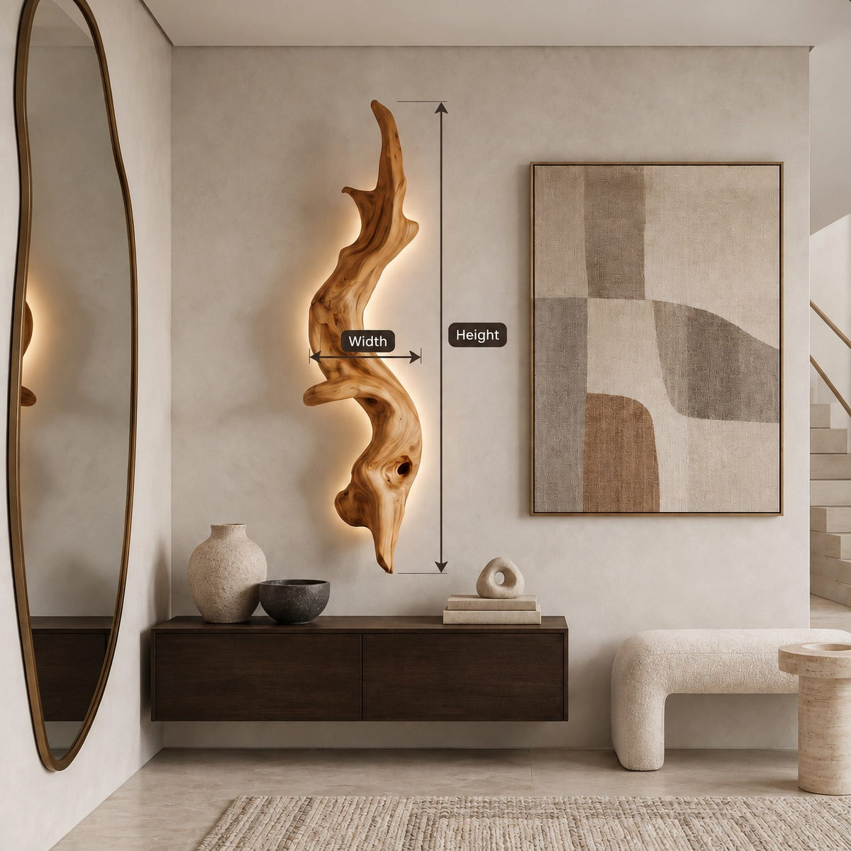 Organic Wood Wall Sconce With Flowing Silhouette For Bedroom