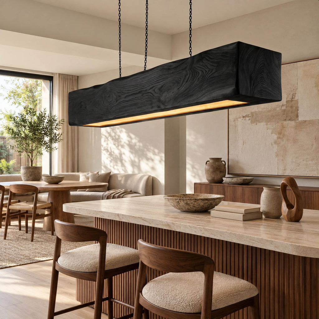 Handcrafted Wood Beam Pendant Light For Dining Room