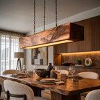 Handcrafted Wood Beam Pendant Light For Dining Room