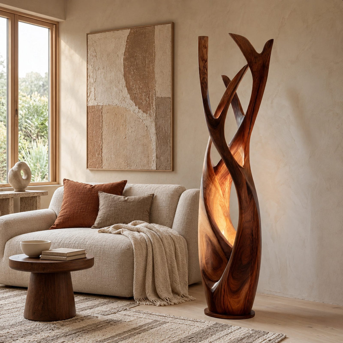 Contemporary Intertwined Wood Floor Lamp For Living Room