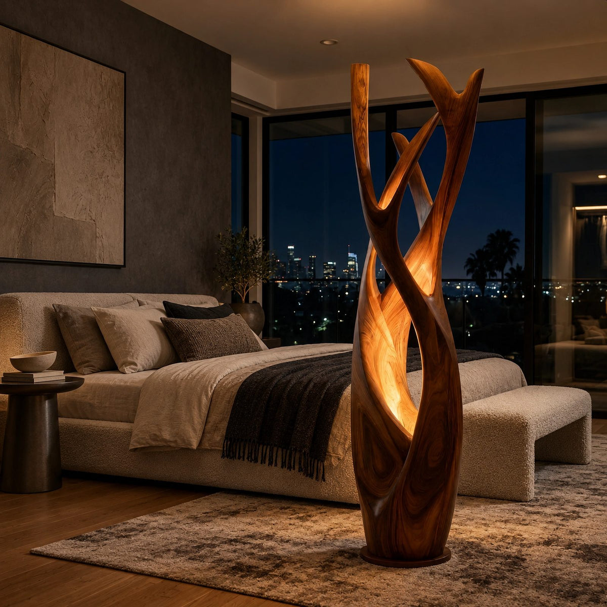 Contemporary Intertwined Wood Floor Lamp For Living Room