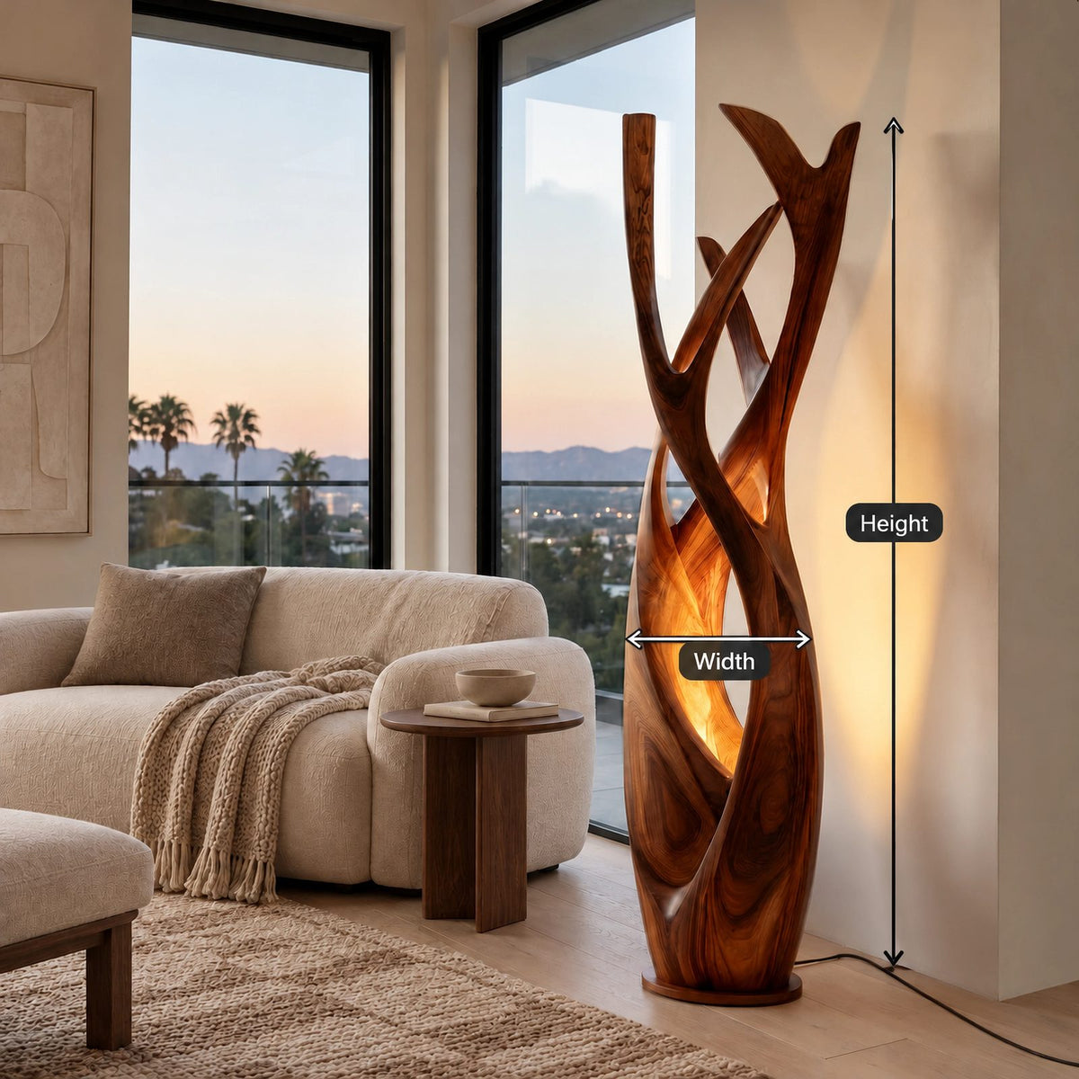 Contemporary Intertwined Wood Floor Lamp For Living Room