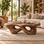 Sculptural Interlaced-Loop Solid Wood Coffee Table, Walnut Live-Edge Living Room Centerpiece