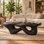 Sculptural Interlaced-Loop Solid Wood Coffee Table, Walnut Live-Edge Living Room Centerpiece