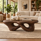 Sculptural Interlaced-Loop Solid Wood Coffee Table, Walnut Live-Edge Living Room Centerpiece