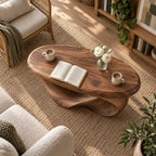Möbius Loop Sculptural Solid Wood Coffee Table, Walnut Modern Living Room Statement