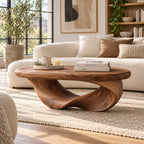 Möbius Loop Sculptural Solid Wood Coffee Table, Walnut Modern Living Room Statement