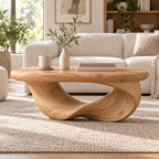 Möbius Loop Sculptural Solid Wood Coffee Table, Walnut Modern Living Room Statement