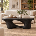 Arched Cutout Sculptural Solid Wood Coffee Table, Walnut Live-Edge Living Room