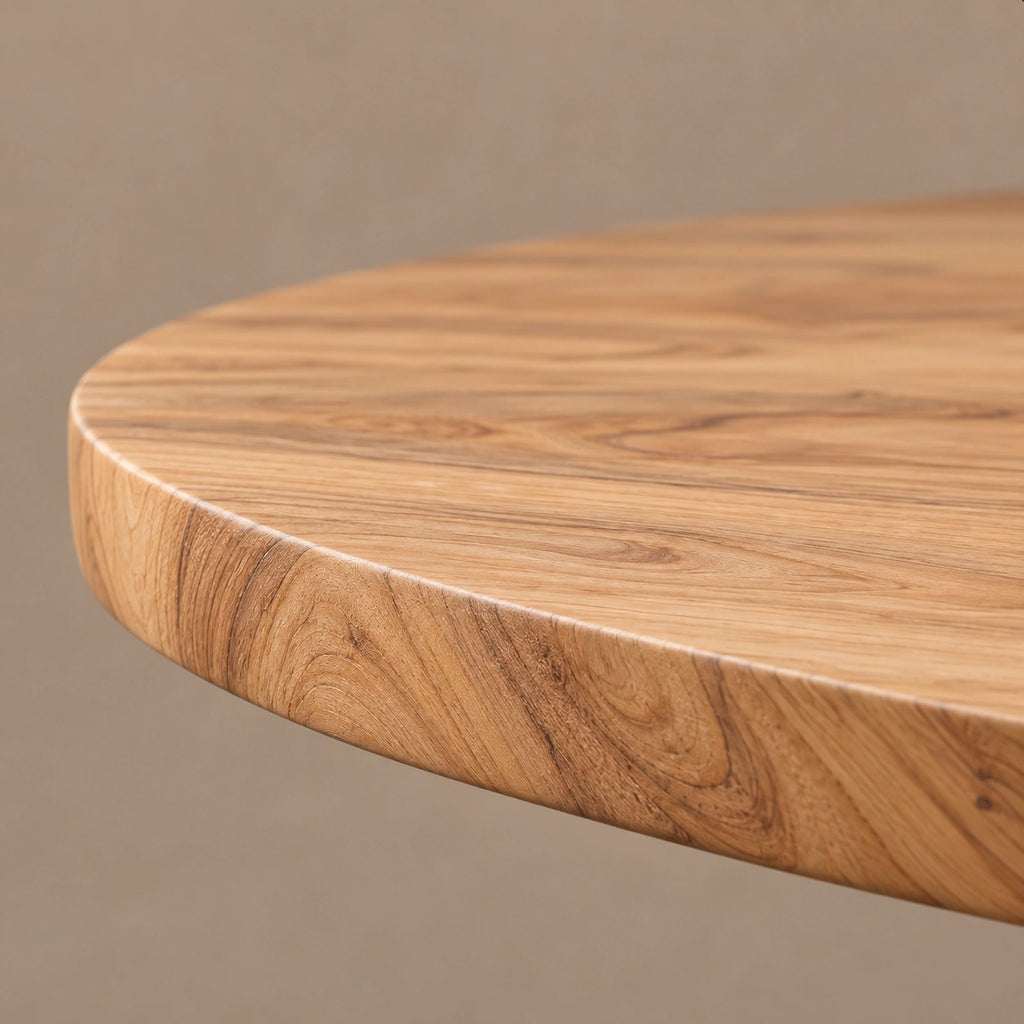 Handcrafted Round Dining Table With Interlocking Ring Base For Dining Room