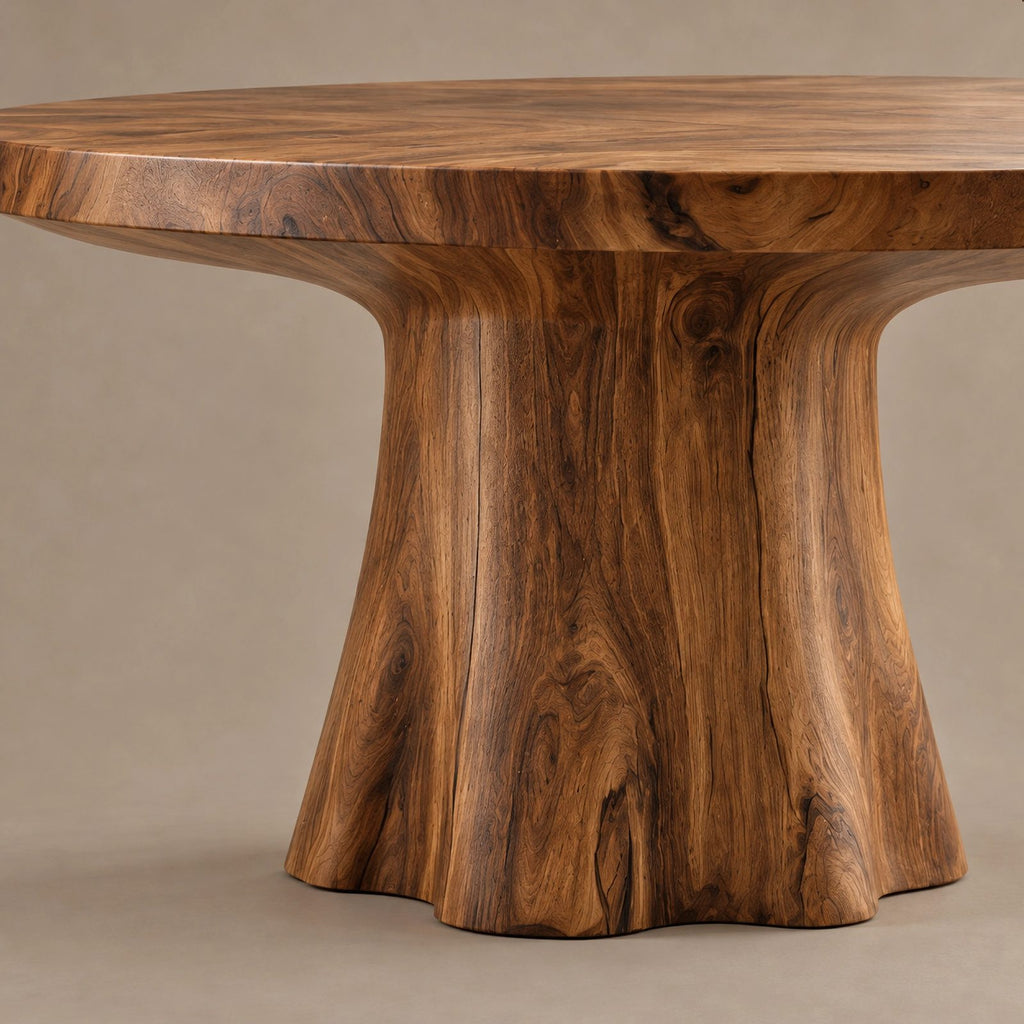 Minimalist Round Dining Table With Forked Trunk Legs For Dining Room