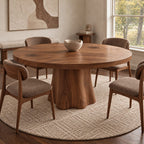 Minimalist Round Dining Table With Forked Trunk Legs For Dining Room