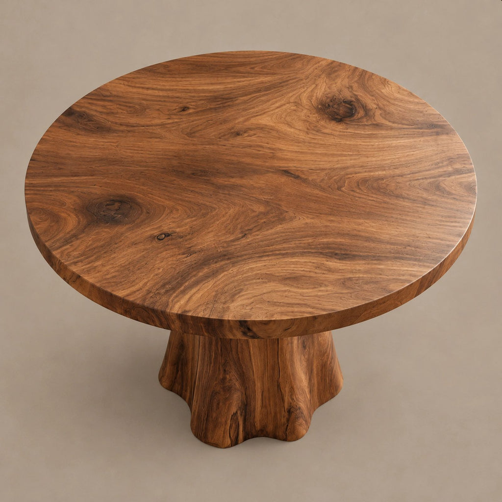 Minimalist Round Dining Table With Forked Trunk Legs For Dining Room