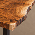 Rustic Live Edge Dining Table With Dark Block Legs For Dining Room