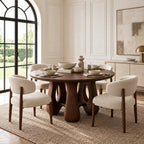 Mid Century Round Dining Table With Arched Open Base For Dining Room