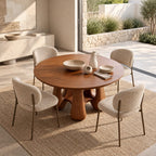 Mid Century Round Dining Table With Arched Open Base For Dining Room