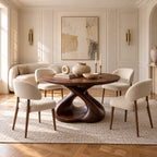Contemporary Round Dining Table With Pierced Oval Legs For Dining Room