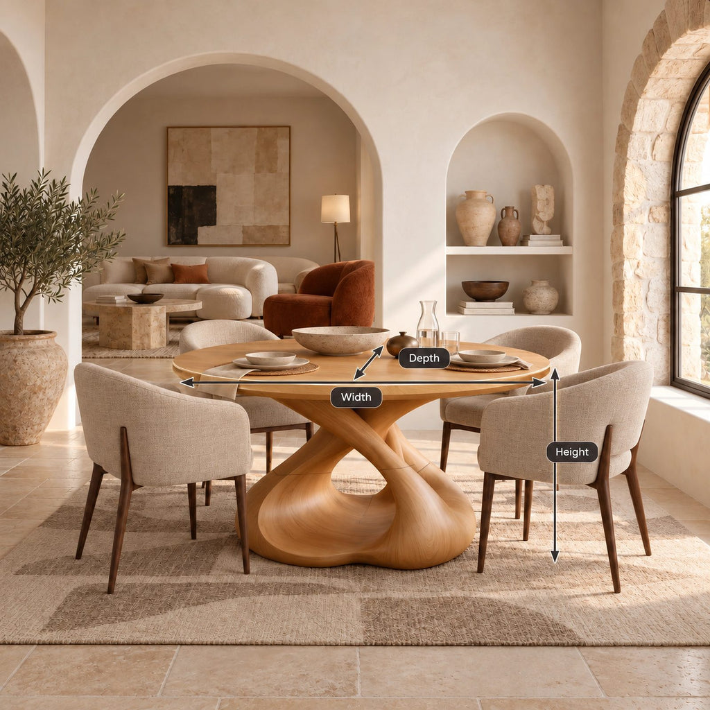 Contemporary Round Dining Table With Pierced Oval Legs For Dining Room