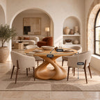 Contemporary Round Dining Table With Pierced Oval Legs For Dining Room