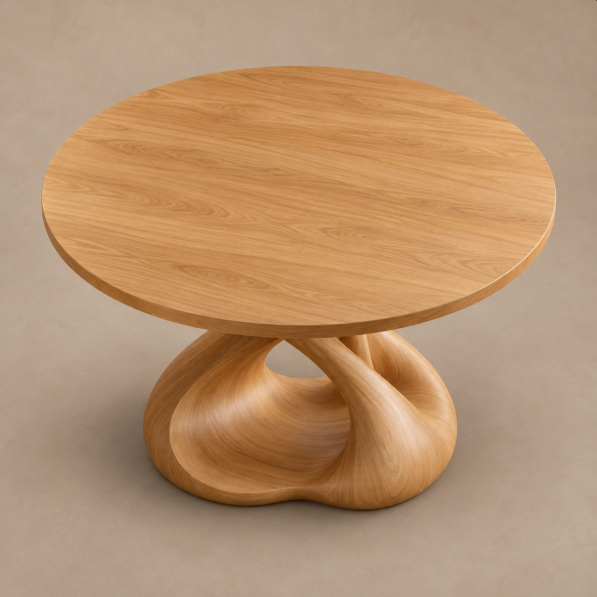 Contemporary Round Dining Table With Pierced Oval Legs For Dining Room