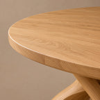 Contemporary Round Dining Table With Pierced Oval Legs For Dining Room