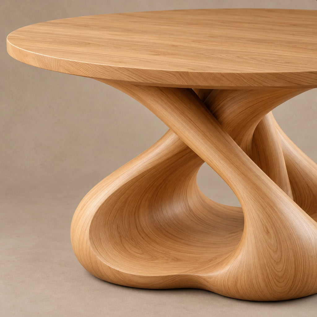 Contemporary Round Dining Table With Pierced Oval Legs For Dining Room