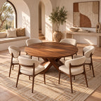 Organic Round Dining Table With Cutout Pedestal Base For Dining Room