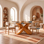 Organic Round Dining Table With Cutout Pedestal Base For Dining Room