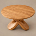 Organic Round Dining Table With Cutout Pedestal Base For Dining Room