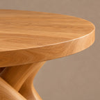 Organic Round Dining Table With Cutout Pedestal Base For Dining Room