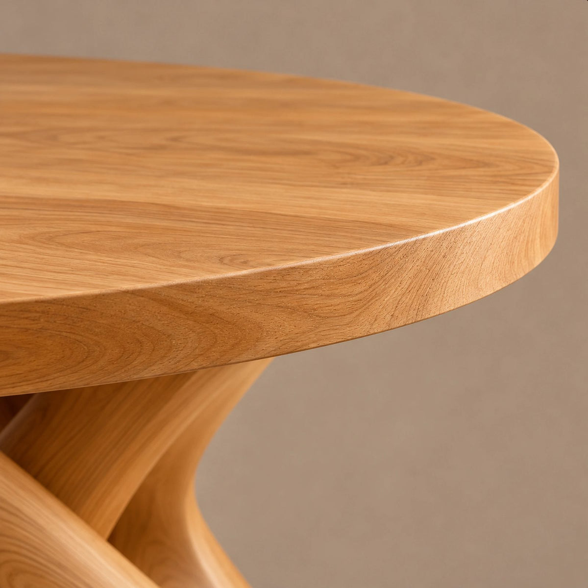 Organic Round Dining Table With Cutout Pedestal Base For Dining Room