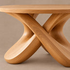 Organic Round Dining Table With Cutout Pedestal Base For Dining Room